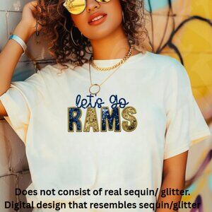 Let's Go Rams (Faux Sequin/Glitter) Tee Color: Beige/ New